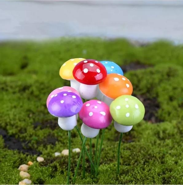 [HCM]Phụ kiện tiểu cảnh - 5 CÂY Nấm xốp nhiều màu trang trí terrarium chậu cây cảnh sen đá xương rồng