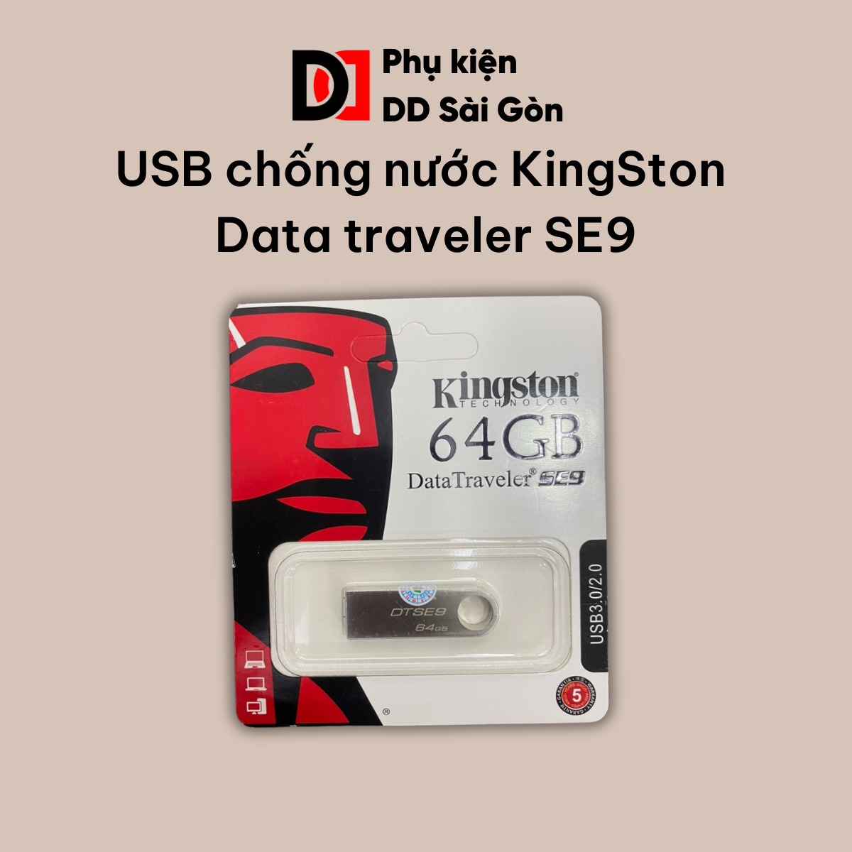 Usb chống nước Kingston DataTraveler SE9 64GB 32GB 16GB 8GB 4GB 2GB nhỏ gọn | Phụ Kiện DD Sài Gòn