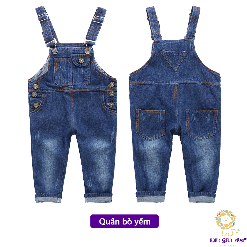 Quần yếm cho bé quần yếm bé trai yếm jean bé gái quần dài yếm trẻ em phong cách Hàn Quốc hàng Quảng Châu