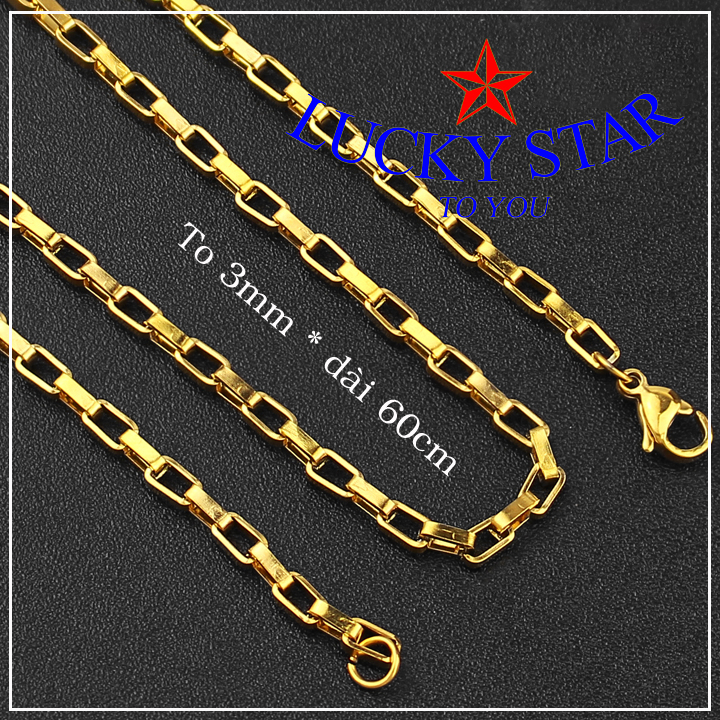 Dây chuyền xích ô vuông mạ lớp vàng 24k sang trọng