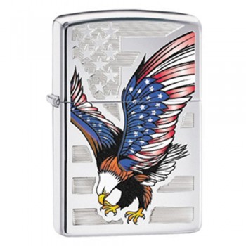 Bật lửa Zippo Mỹ in hình chim đại bàng màu cờ Mỹ