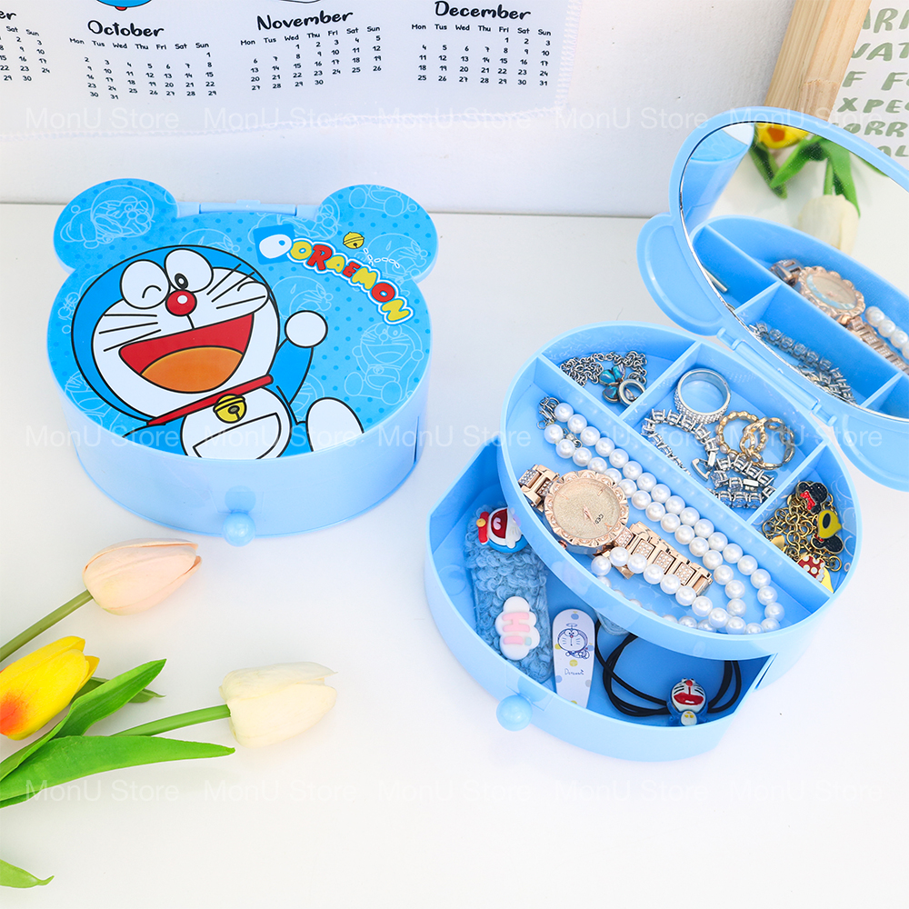 Hộp đựng trang sức kèm gương doraemon doremon dễ thương cute mon0458