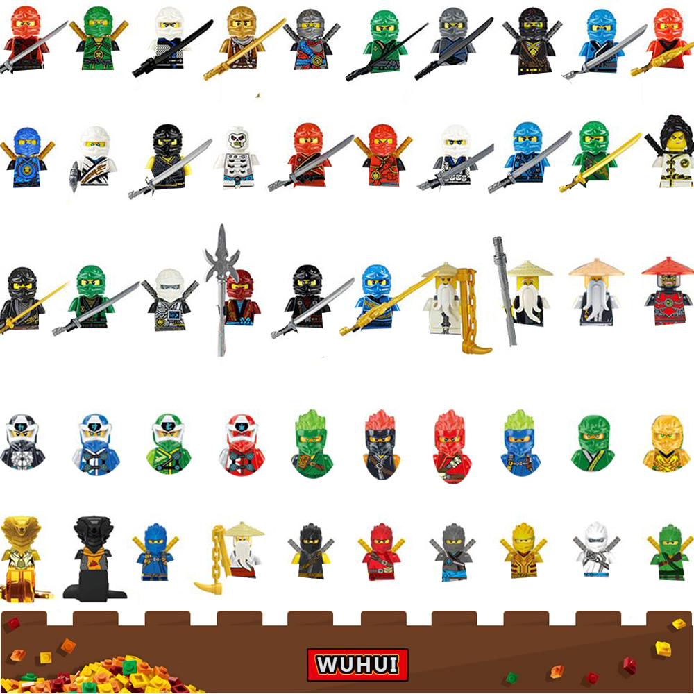 WUHUI 30-50PCS Ninja Minifigures Toy Building Kit Building Blocks Ninja