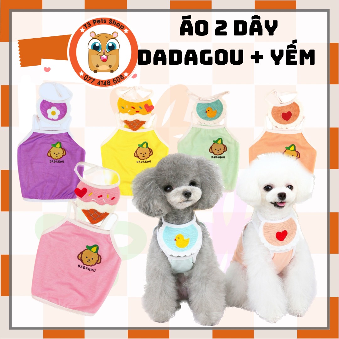 Áo 2 dây Dadagou kèm yếm đeo cổ cho chó mèo