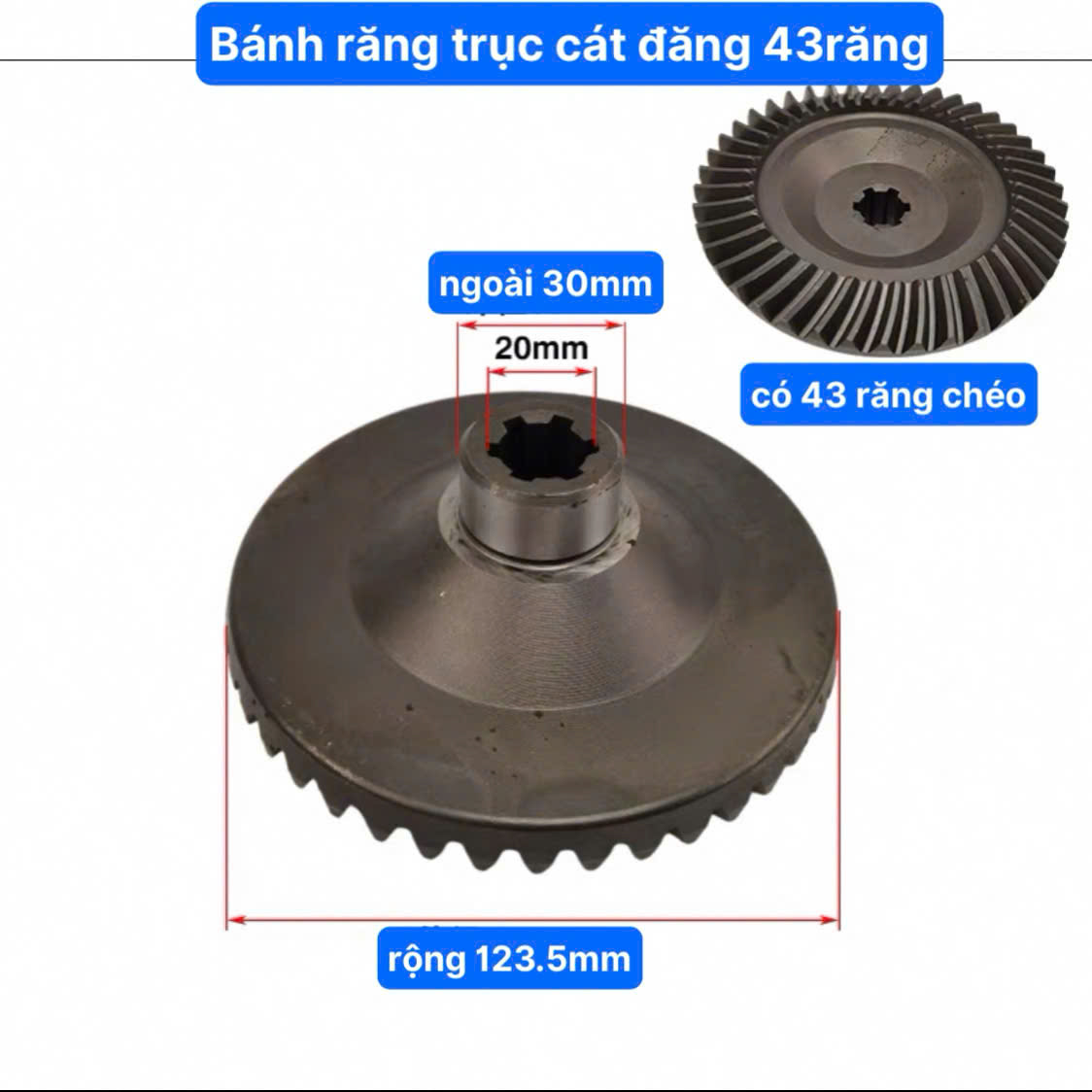 Bánh Răng Trên Trục Cát Đăng Có 43 Răng Chéo Bánh Răn Máy Cày 178F 186F Có 43Răng Chéo