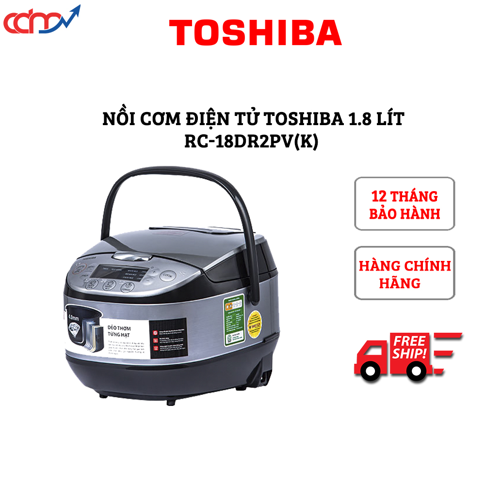 Nồi cơm điện tử Toshiba 1.8 lít RC-18DR2PV(K) - Hàng chính hãng - Nhiều chức năng tiện lợi