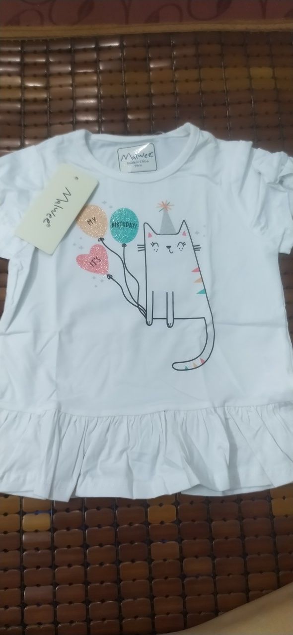 Áo thun cổ tròn cotton cho bé gái Little Maven