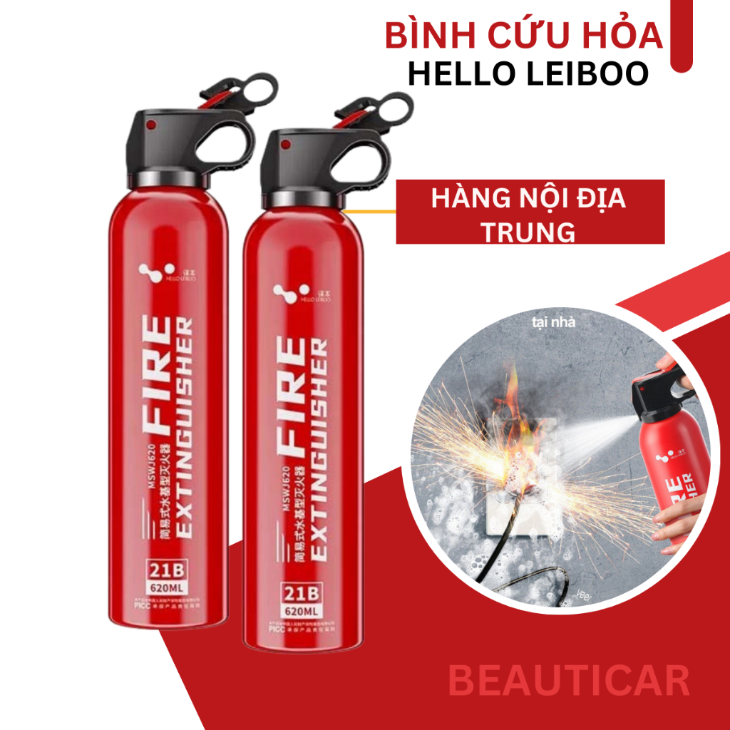 Bình cứu hoả mini, bình chữa cháy gốc nước HELLO LEIBOO 620ML dập lửa khẩn cấp ô tô, xe máy, dễ dàng mang đi