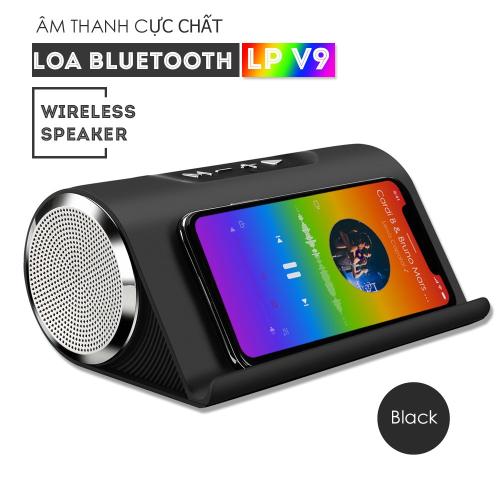 Loa trầm loa bluetooth lp-v9 siêu trầm âm thanh vòm 3d cao cấp âm thanh sống động kiêm giá đỡ điện thoại bảo hành 1 đổi 1