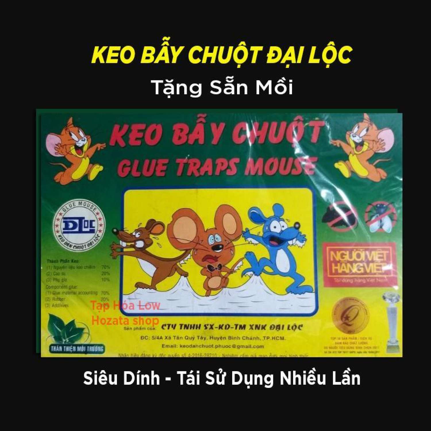 Keo bẫy chuột siêu dính Đại Lộc tái sử dụng nhiều lần giá sỉ