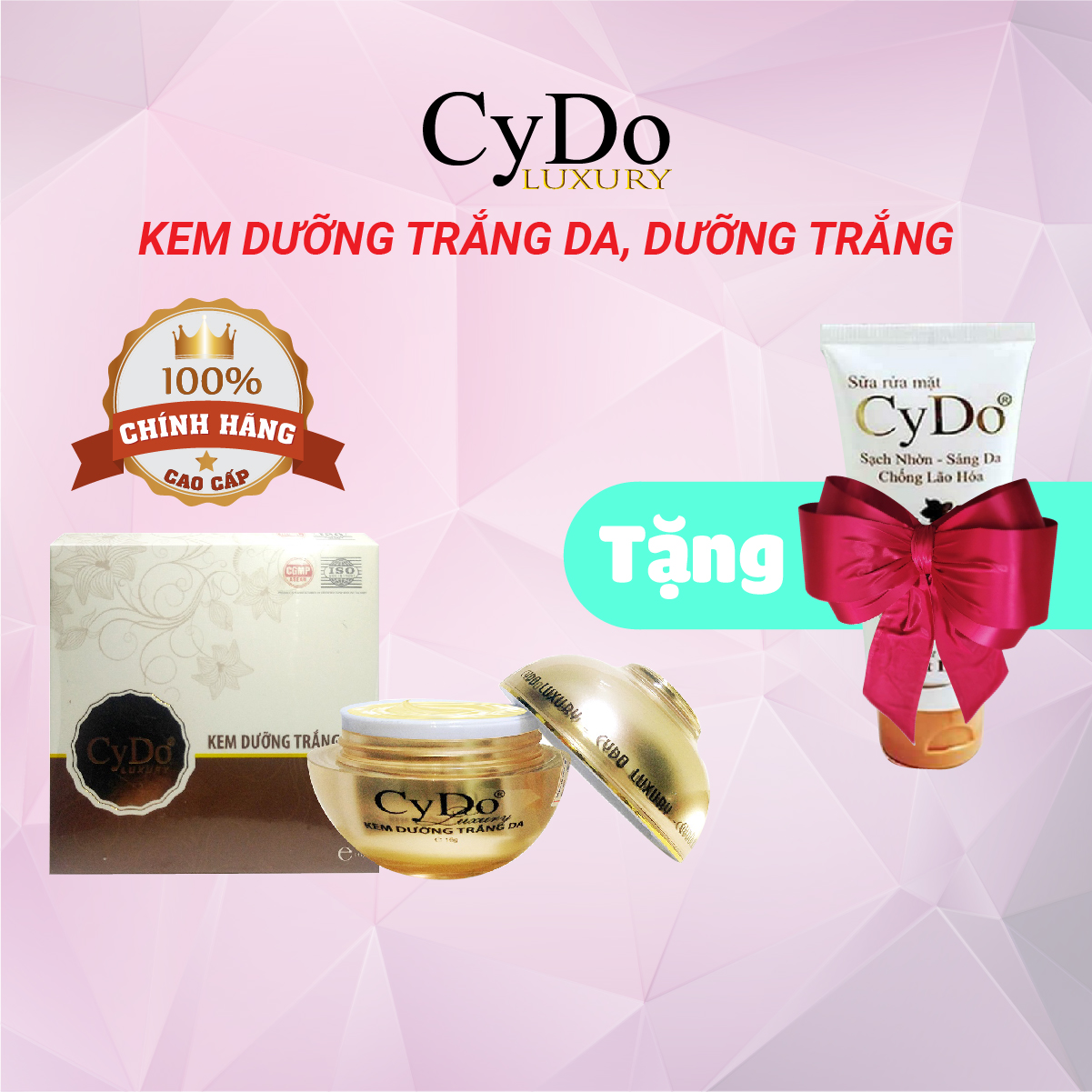 [Tặng sữa rửa mặt CyDo] kem dưỡng trắng da mặt Luxury CyDo, dưỡng ẩm da mặt giúp cho da trắng hồng tự nhiên, kem dưỡng trắng cydo 16Gram