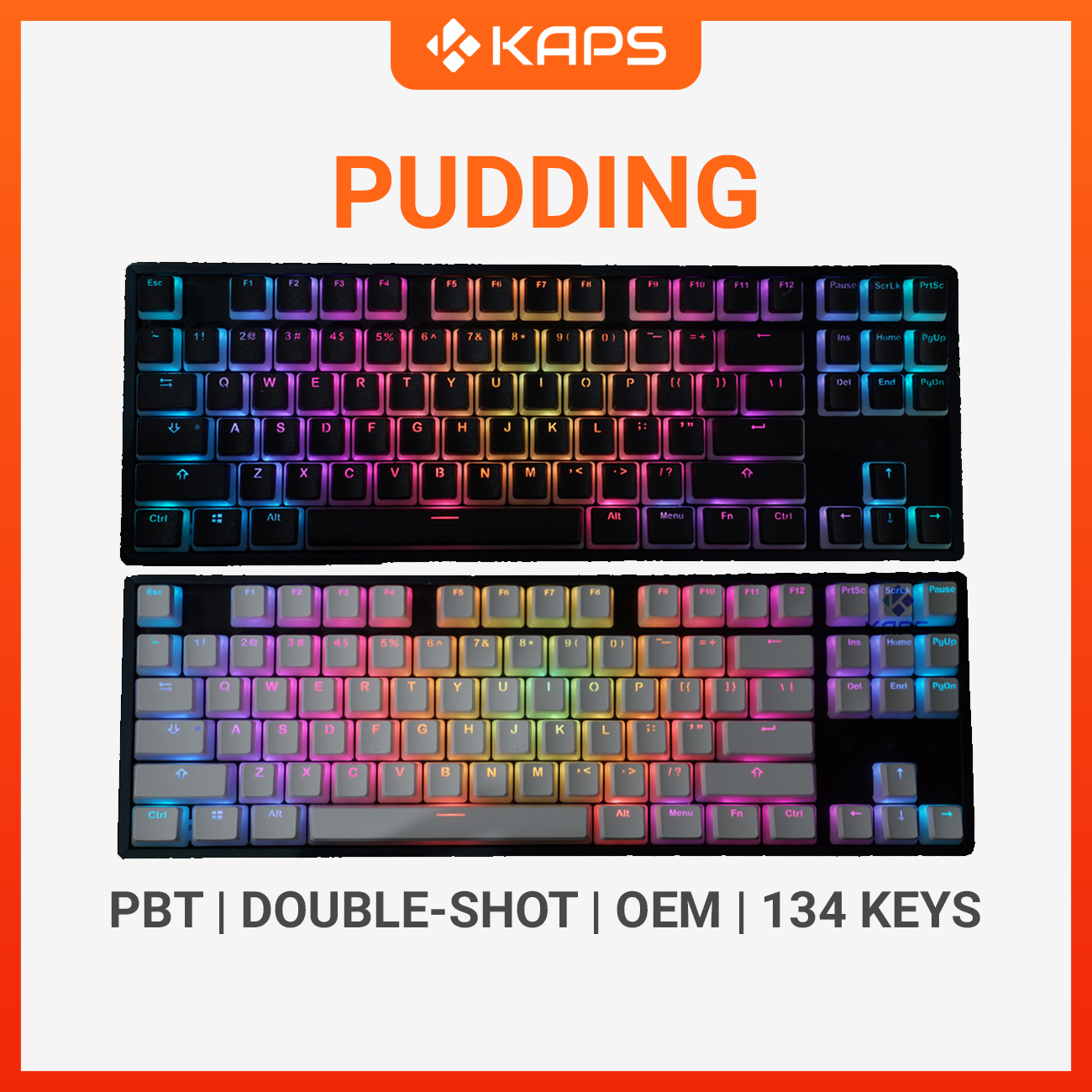 Keycap pudding PBT xuyên led PBT profile OEM  in double-shot 134 nút cho bàn phím cơ layout 108/104/98/87/84/75/68/64/61
