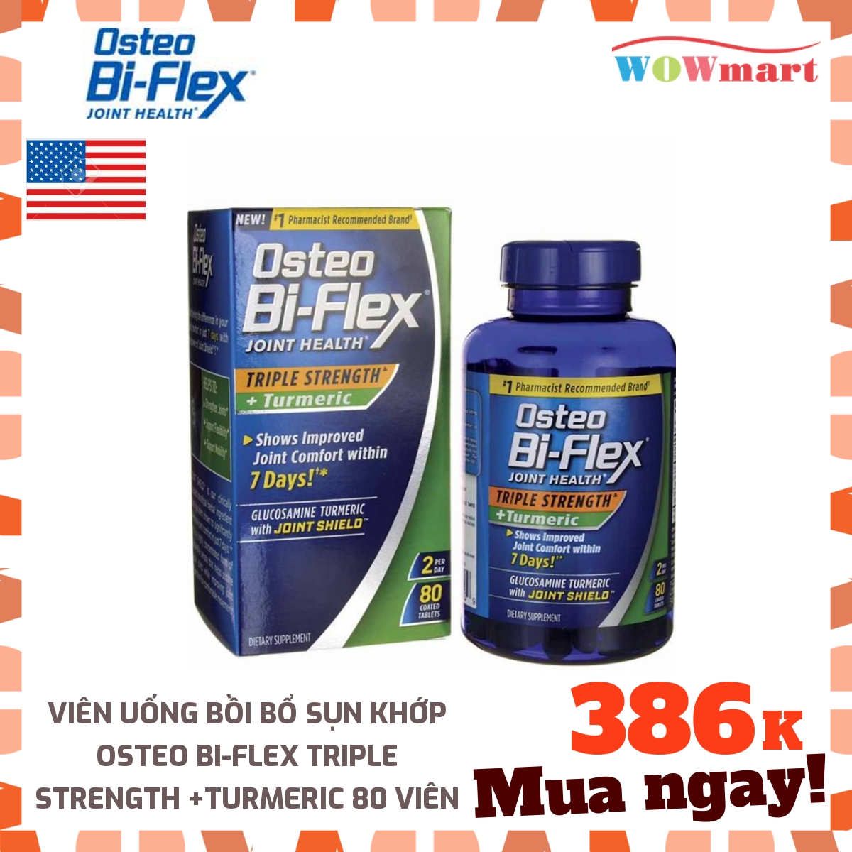 [HCM]Viên uống bồi bổ sụn khớp Osteo Bi-Flex Triple Strength +Turmeric 80 viên - [MỸ]