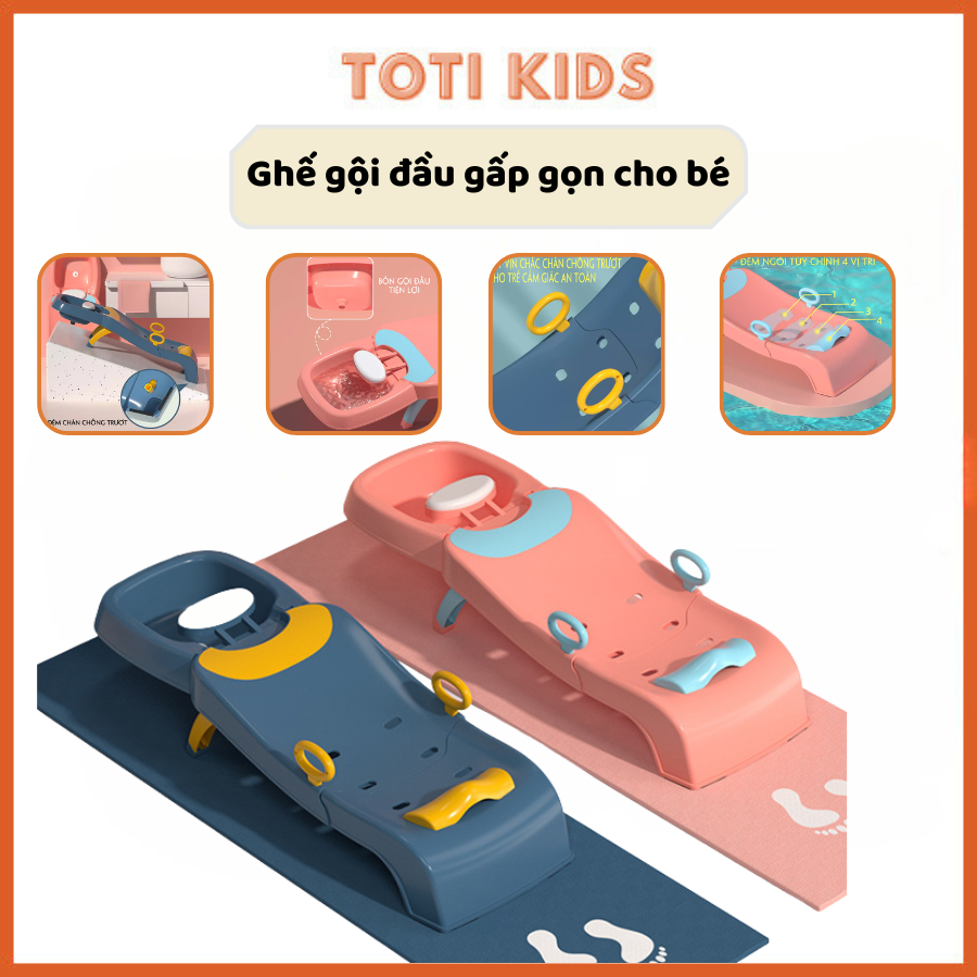Ghế gội đầu cao cấp cỡ đại cho bé, ghế gội đầu gấp gọn kèm chậu gội