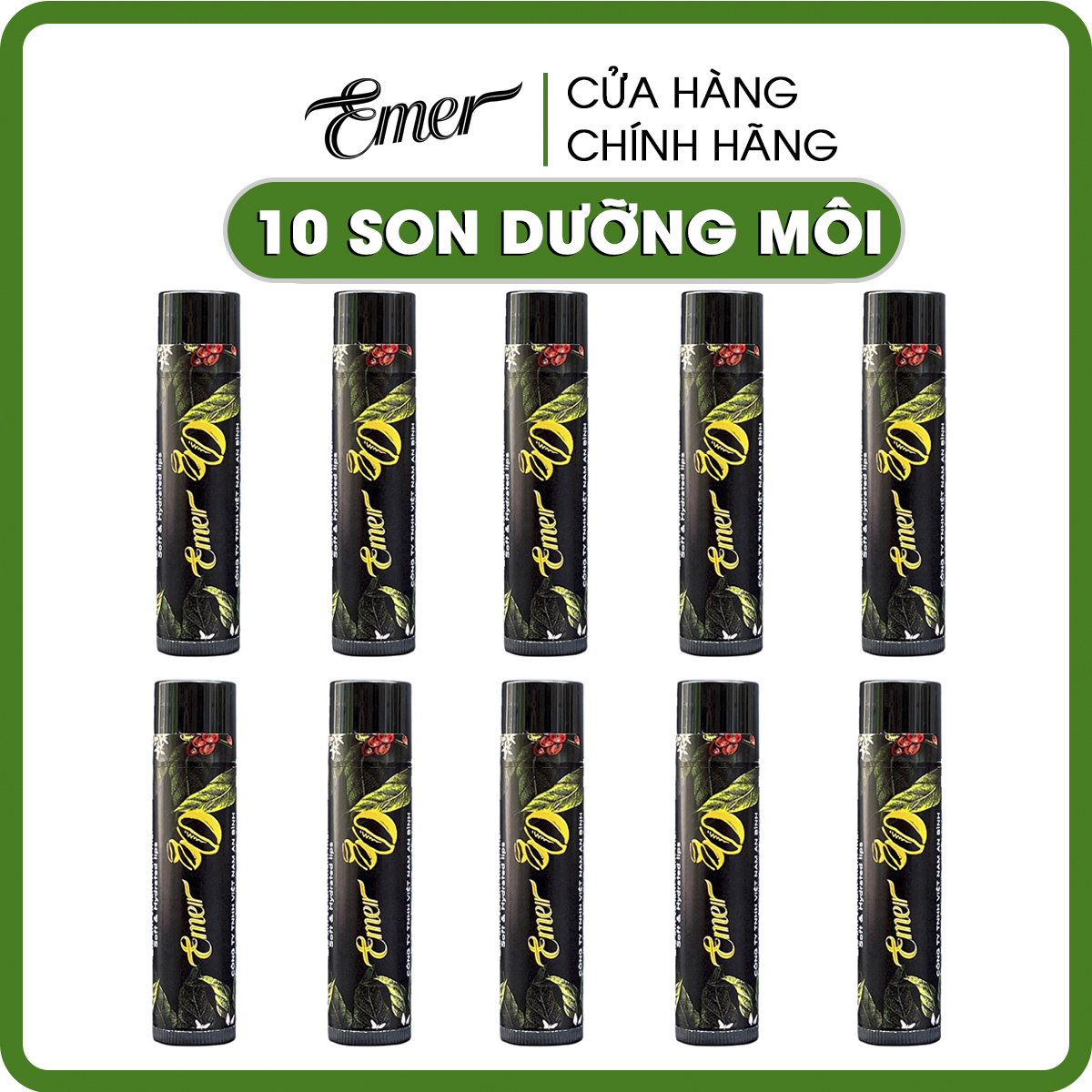 Bộ 10 cây tẩy tế bào chết môi cà phê dừa EMER Garin làm sạch da chết môi, son dưỡng môi