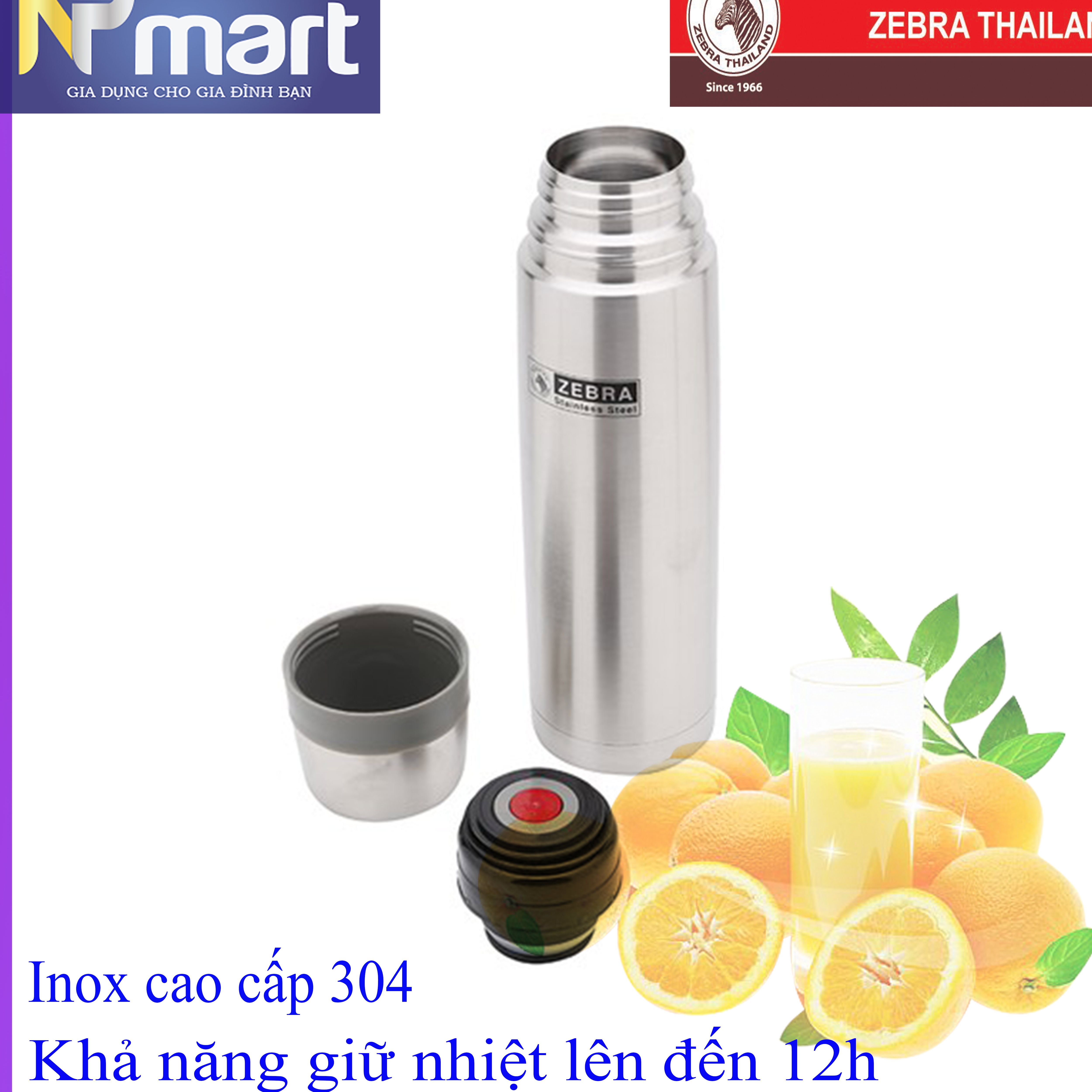 Bình giữ nhiệt zebra 450ml prima ii - 112953 hàng thái lan cao cấp inox 304