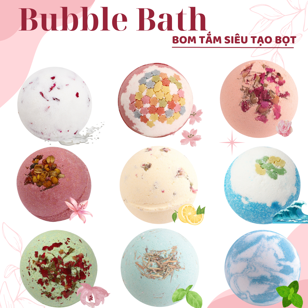 Bom tắm tạo bọt - super bubble bath bomb- romantic bath bomb|- 100g
