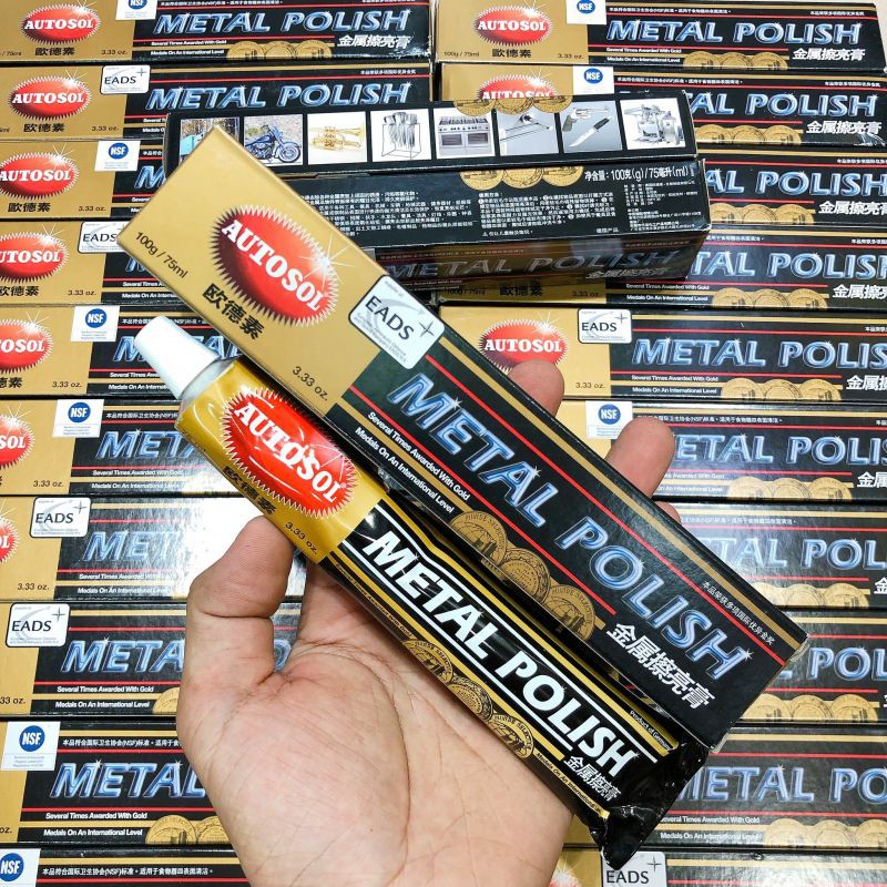 Kem đánh bóng kim loại Autosol Metal Polish dùng cho bề mặt inox, đồng, nhôm như đồng hồ, viền điện thoại, lư đồng...