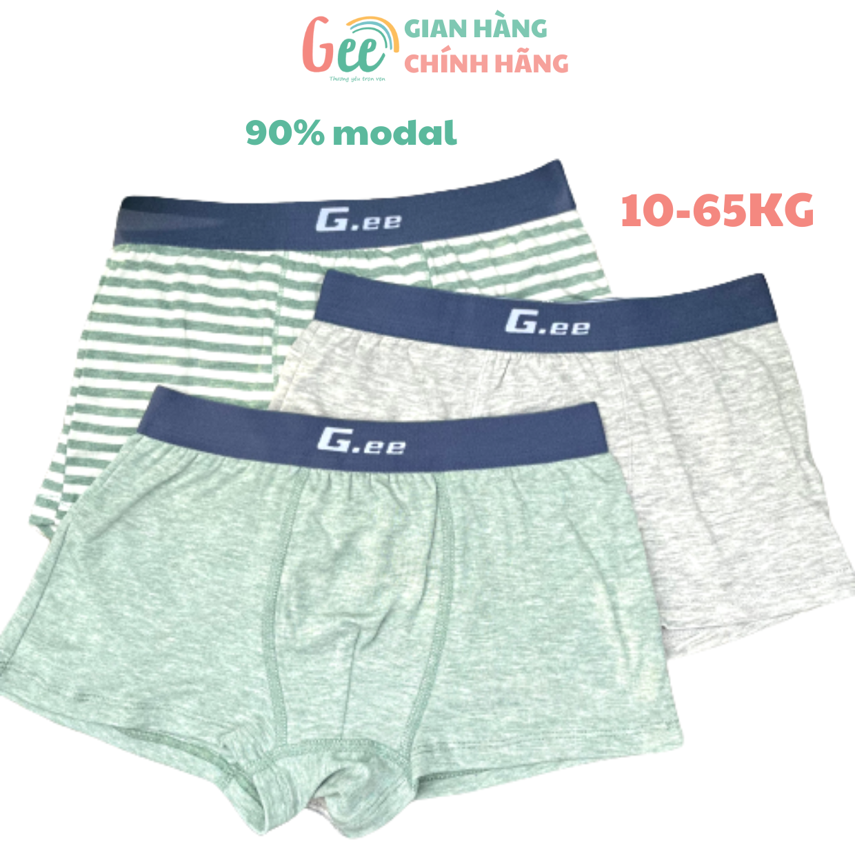 Quần Lót Bé Trai, Set 3 Quần Sịp Đùi Trẻ Em, Quần Chip Vải Sợi Sồi Modal Mềm Mịn, Thấm Hút, Kháng Khuẩn