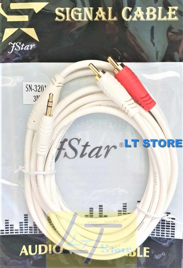 [HCM]Dây cáp loa jack 3.5 ra 2 hoa sen AV dài 3M chống nhiễu cao cấp Jstar (cáp loa 1 ra 2 3M)