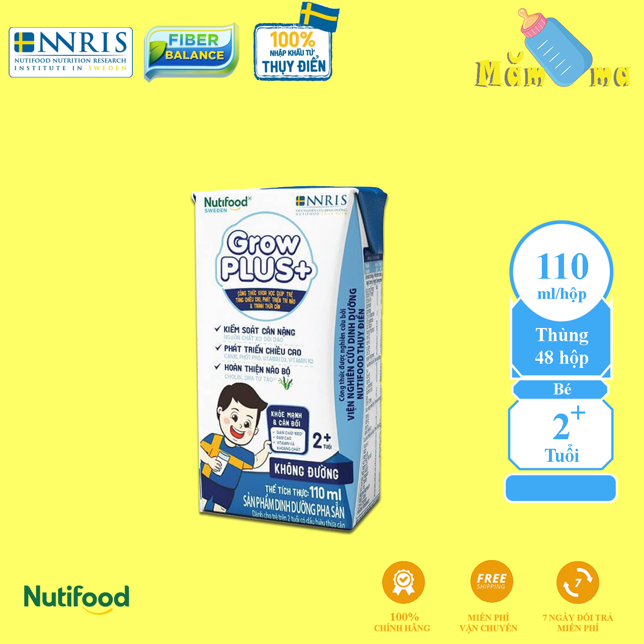Sữa Bột Pha Sẵn Không đường Nutifood GrowPLUS+ Trắng cho trẻ trên 2 tuổi