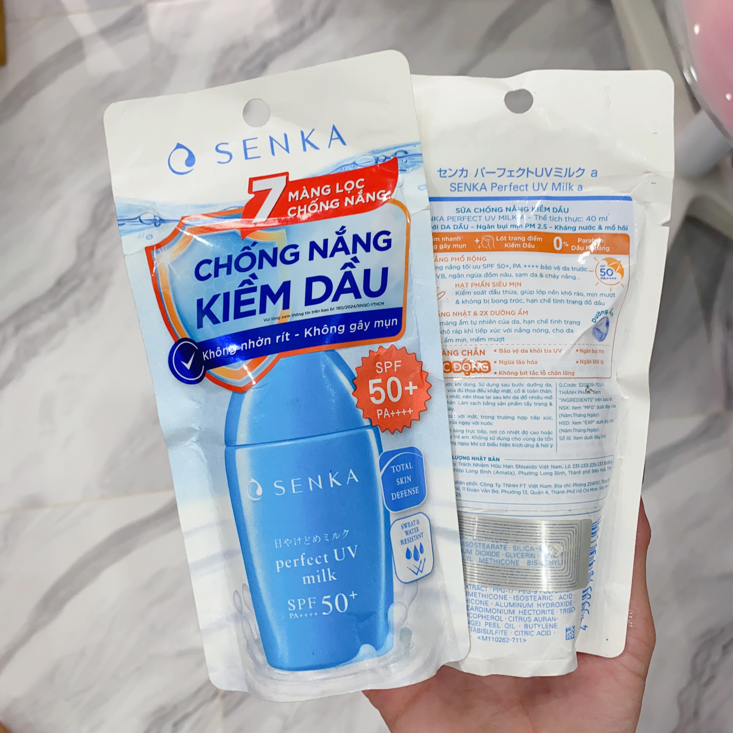 Kem chống nắng dạng sữa khô thoáng, bảo vệ da ngăn ngừa lão hóa Senka Perfect UV Milk 40ml
