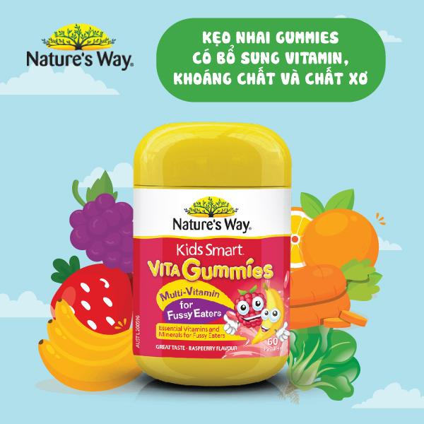 Nature's Way Kids Smart Vita Gummies Multi - Vitamin For Fussy Eaters - Kẹo gummies kích thích ăn ngon, hỗ trợ tiêu hóa cho trẻ