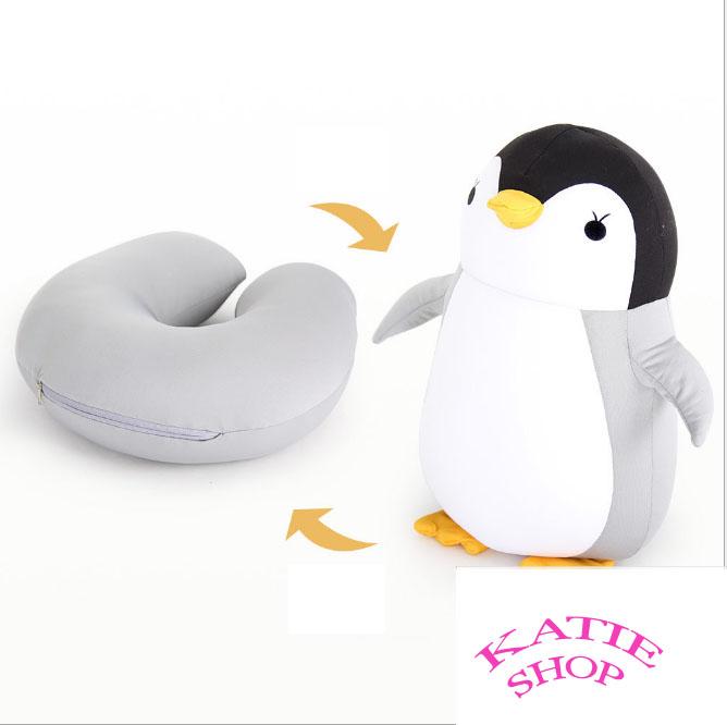 Gối Đỡ Cổ Chữ U Biến Hình chim cánh cụt ngộ nghĩnh dễ thương, biến hình thay đổi hình dạng.  KC17-BHinh-CCanhCut