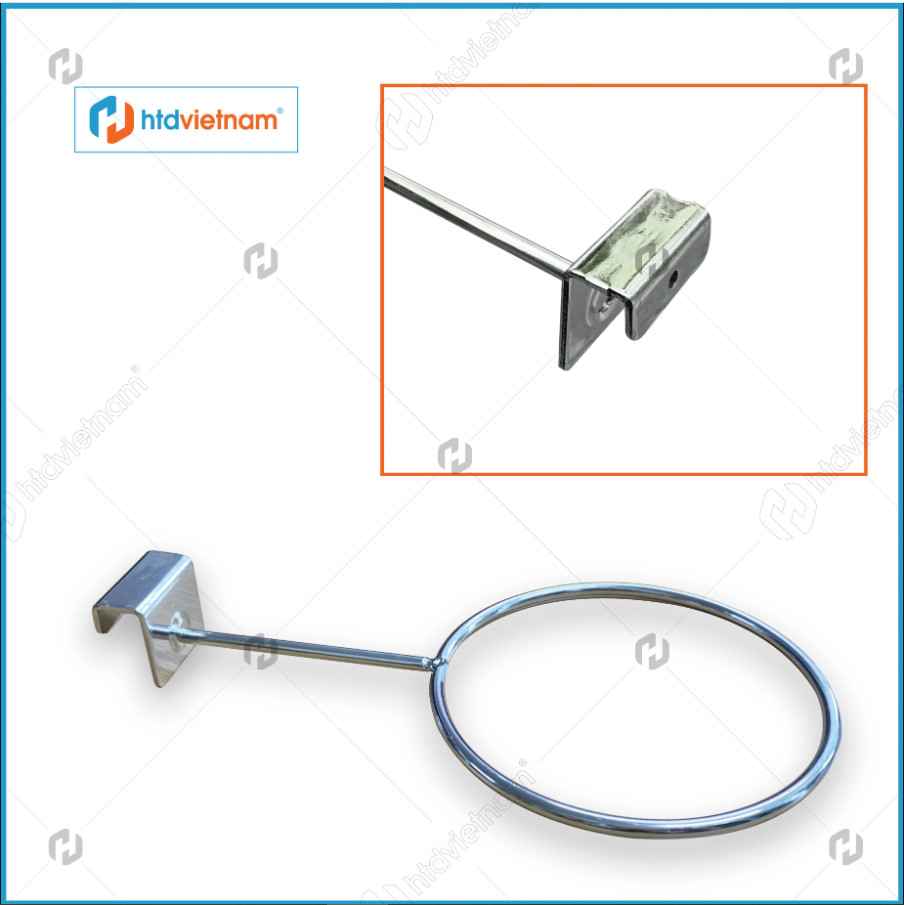 Móc vòng tròn trưng bày bóng dạng cài thanh hộp inox - D1B