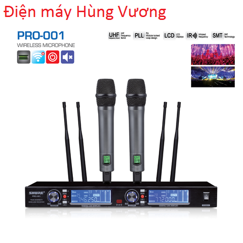 MICRO SHURE PRO 001, Loại 1 Main đỏ, chống hú míc, xa 200 mét.