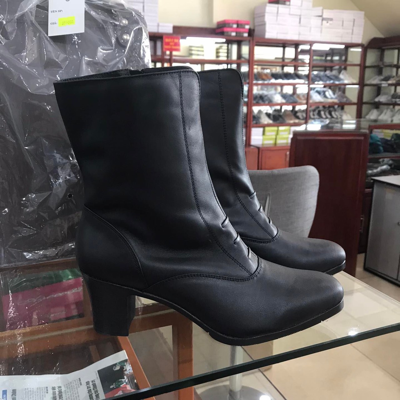 Giày bot si quan nữ gót 7p