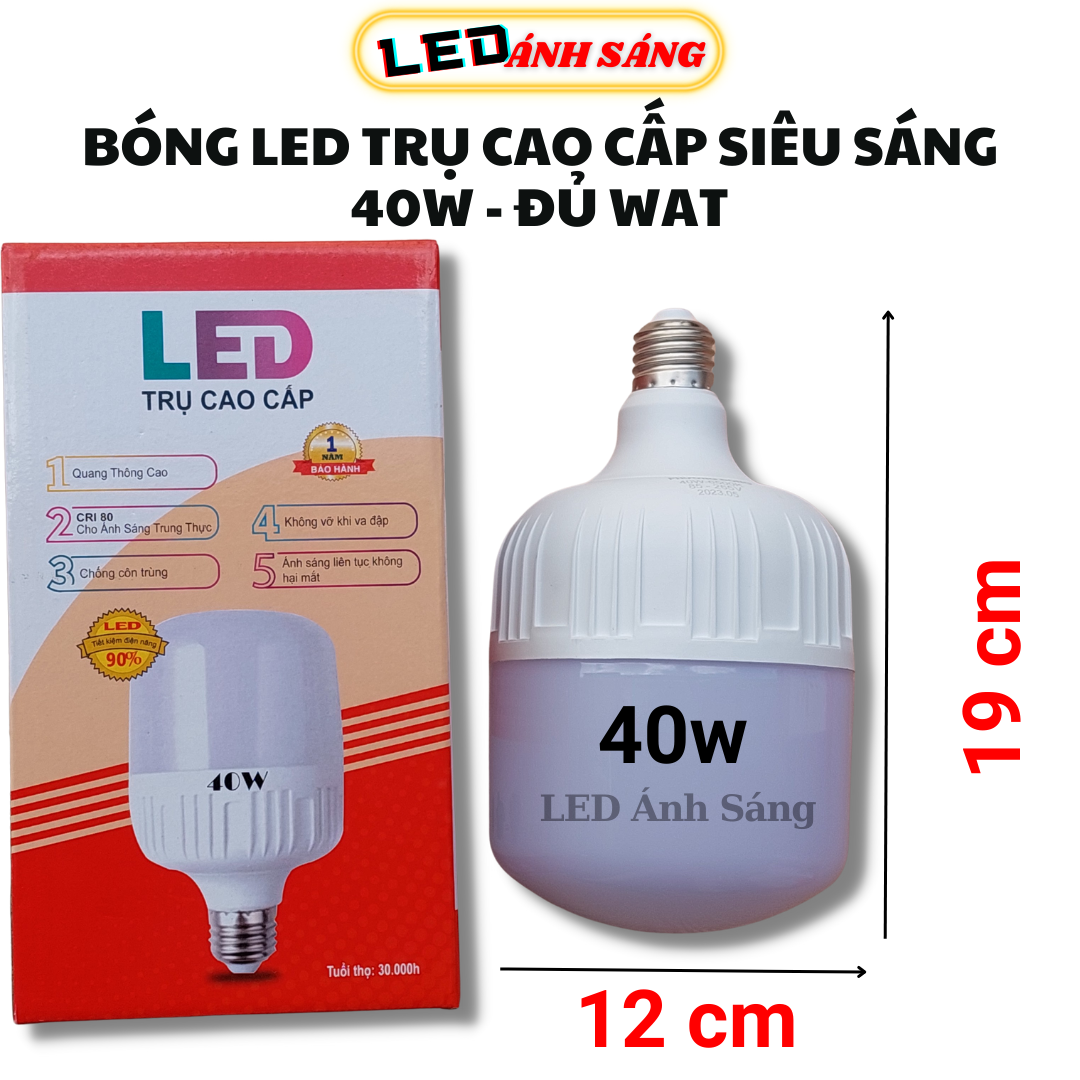 Bóng đèn led trụ cao cấp 40w loại tốt đủ wát bảo hành 12 tháng