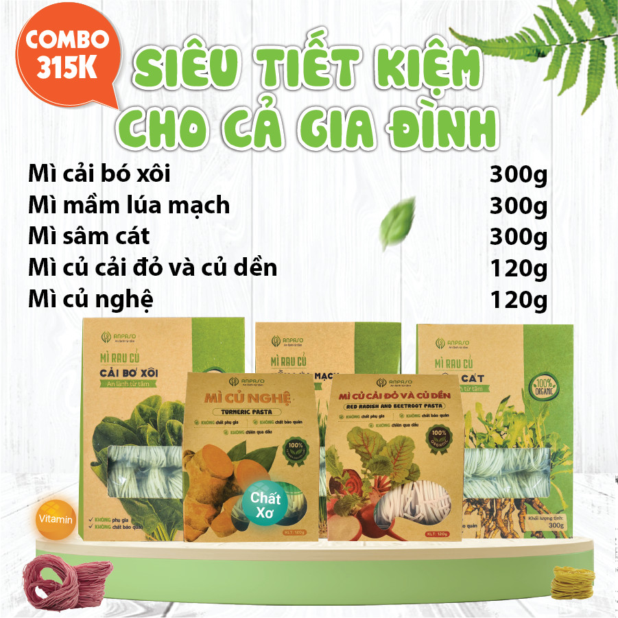 Mì rau củ hữu cơ Organic Anpaso mix 5 vị 1.2kg