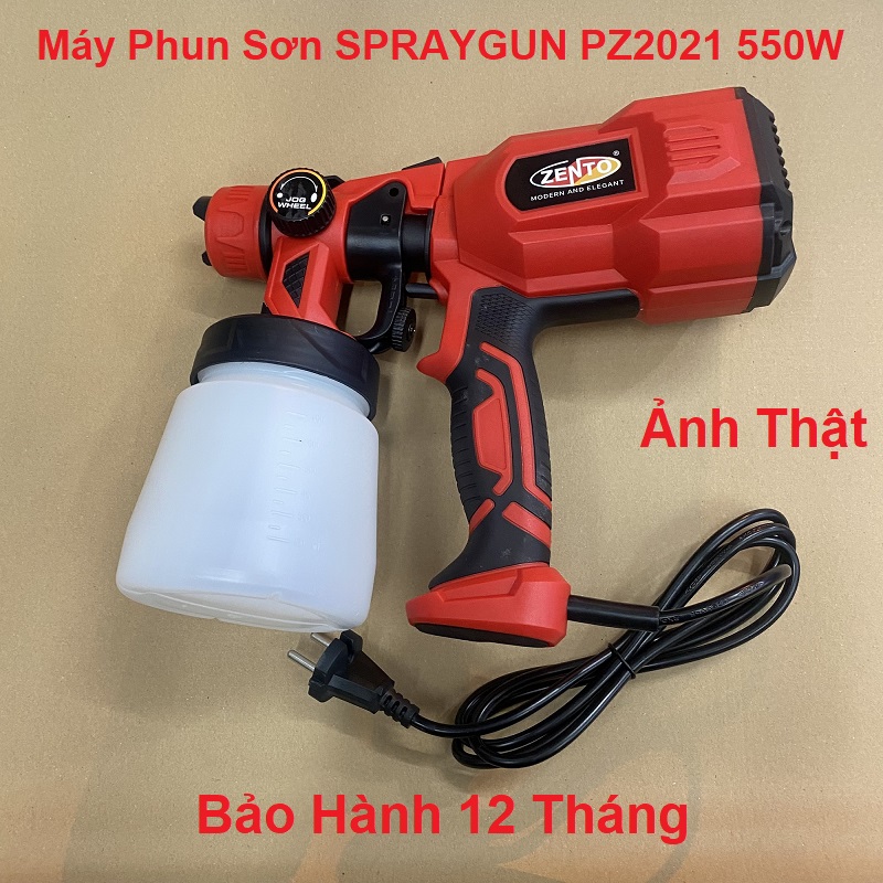 Máy Phun Sơn Điện 220V-550W, Sung Xịt Sơn Cầm Tay, Cao Cấp, Spray Gun Model PZ2021 - Hãng Zento - Bảo Hành 12 Tháng
