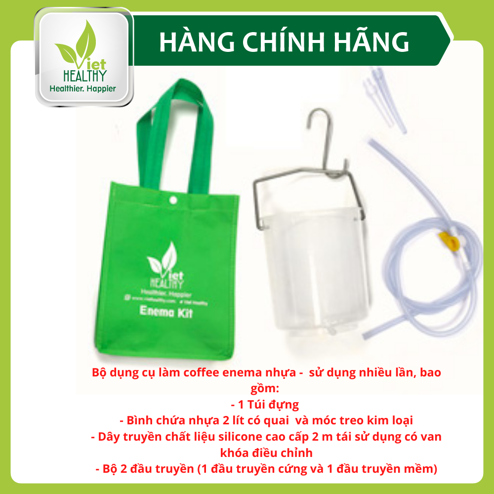 Bộ coffee enema bình nhựa dây vòi silicone