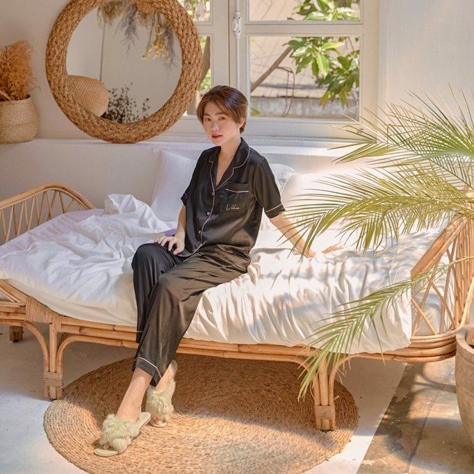 VIBES bộ Pijama dài hàng thiết kế Lụa cao cấp Ink Long Py Set