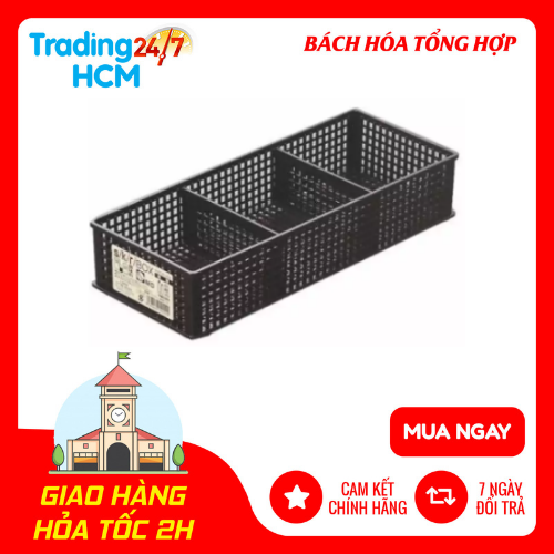 Khay đựng vật dụng chia ngăn dạng lưới màu đen INOMATA NỘI ĐỊA NHẬT BẢN