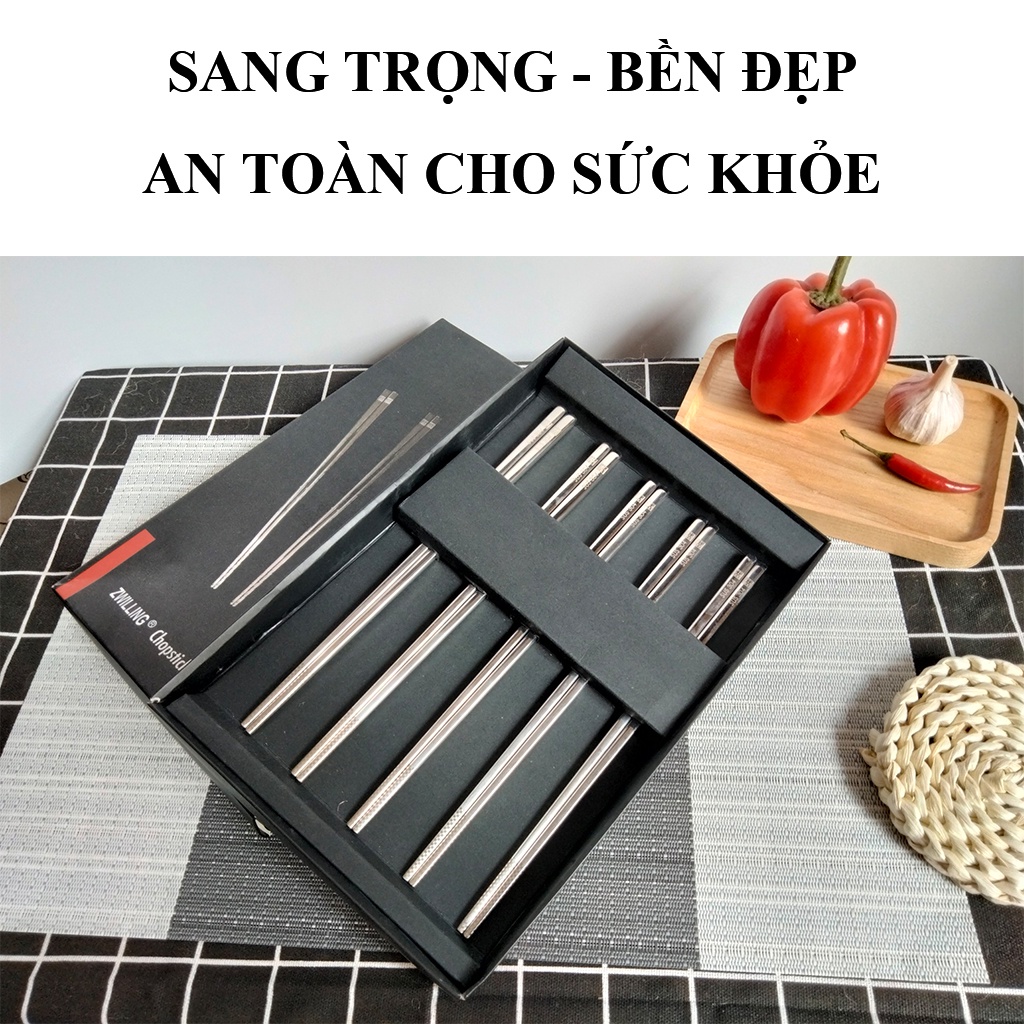 Combo 2 hộp đũa inox 304 zwilling, đũa inox cao cấp, sang trọng, siêu hot