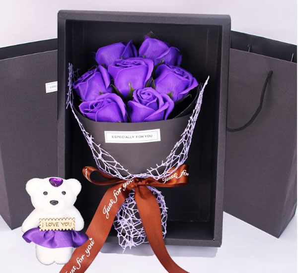 [HCM]Freeship - HỘP HOA HỒNG SÁP 7 BÔNG CÓ GẤU (nhiều màu)- [TILI10 Shop]