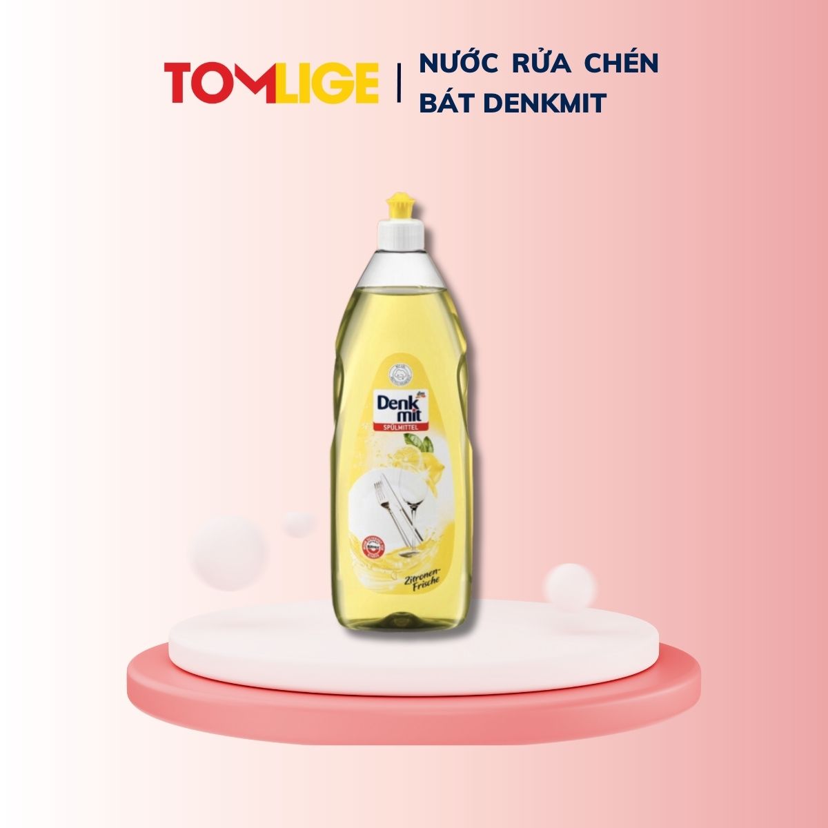 Nước Rửa Chén Bát Denkmit Hương Chanh Thích Hợp Cho Da Nhạy Cảm Chai 1 lít Tomlige Hàng Đức