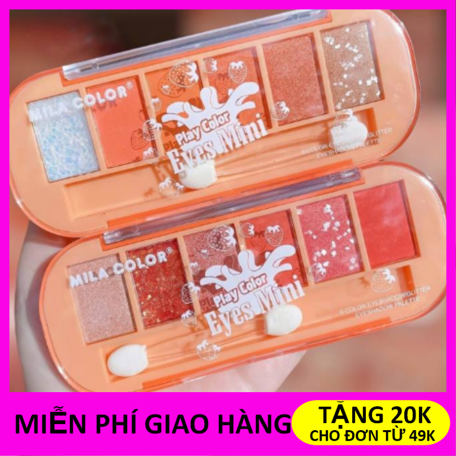 Phấn mắt Mila 6 ô Play Color Eyes Mini Kèm Cọ