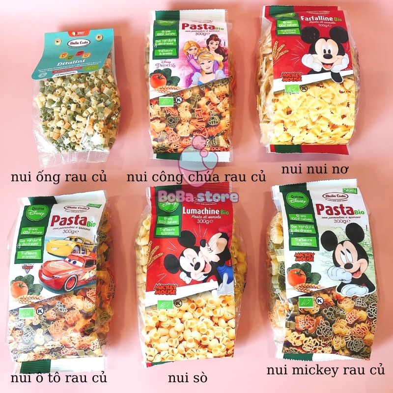 Nui hữu cơ - nui sao - nui nơ - nui xoắn - nui sò - nui rau củ dalla costa - nui cho bé