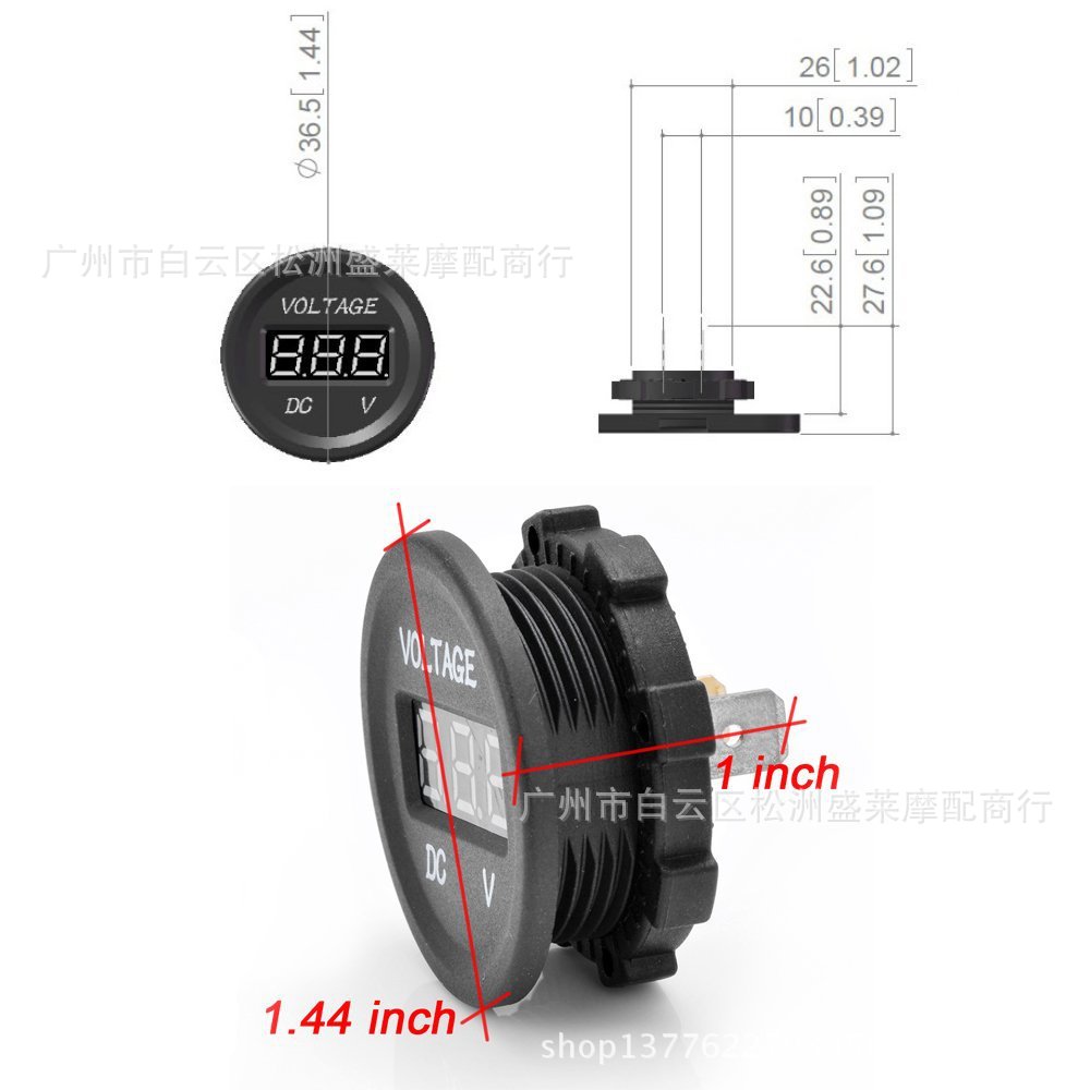 XIN Vôn Kế Ô Tô Và Xe Máy Sửa Đổi Vôn Kế DC LED12V-24V Đầu Đồng Hồ Đo Điện Áp Hiển Thị Kỹ Thuật Số Vôn Kế KL20