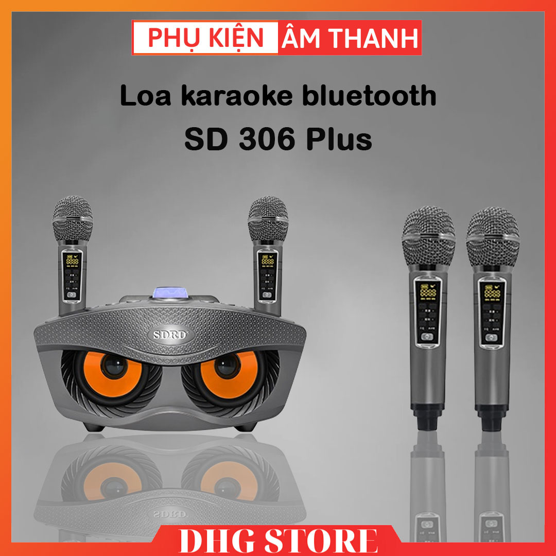 Loa karaoke bluetooth SD 306 Plus - Loa mắt cú nâng cấp của SD 306 - Tặng kèm 2 micro không dây có màn hình LCD - Sạc pin cho micro ngay trên loa - Chỉnh bass treble echo ngay trên micro - Loa xách tay du lịch cực chất