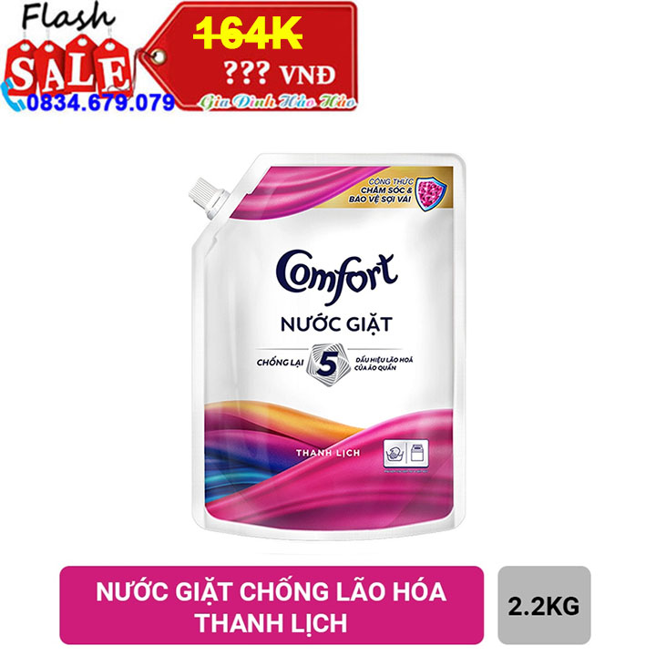 Nước giặt chống lão hóa vải Comfort Thanh Lịch - Túi 2.2kg
