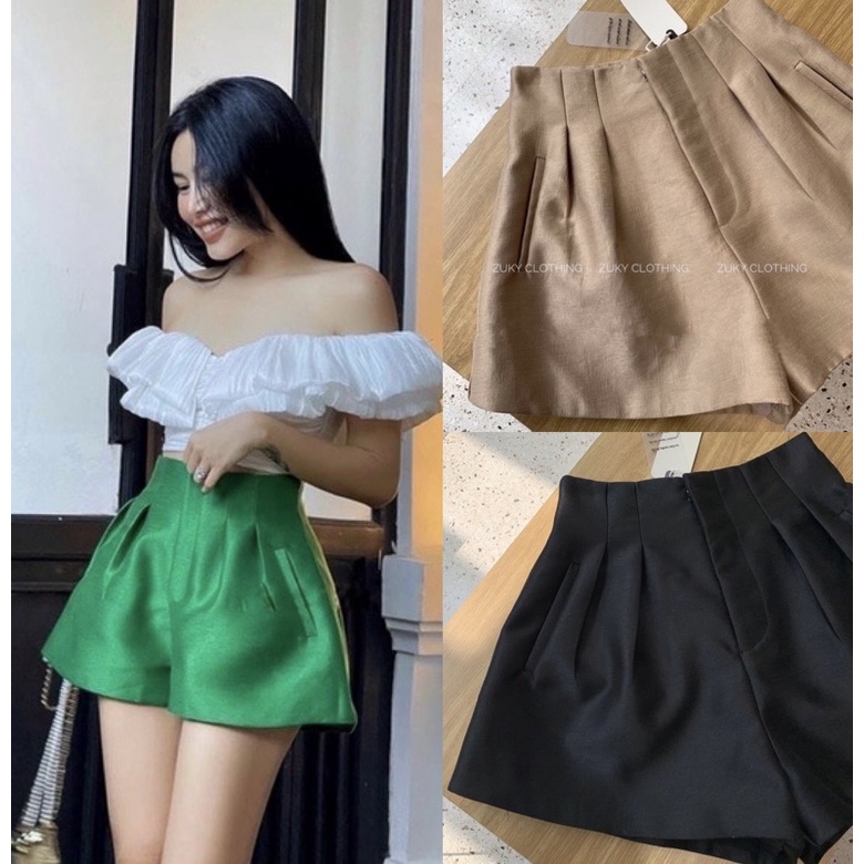 Set áo croptop + quần short tafta