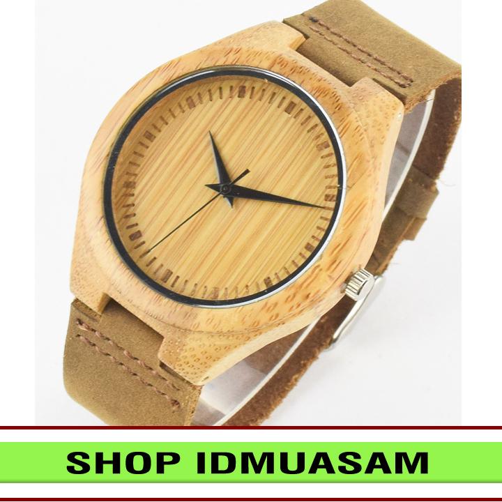 Đồng hồ nam dây da bò vỏ gỗ jis idmuasam 3431