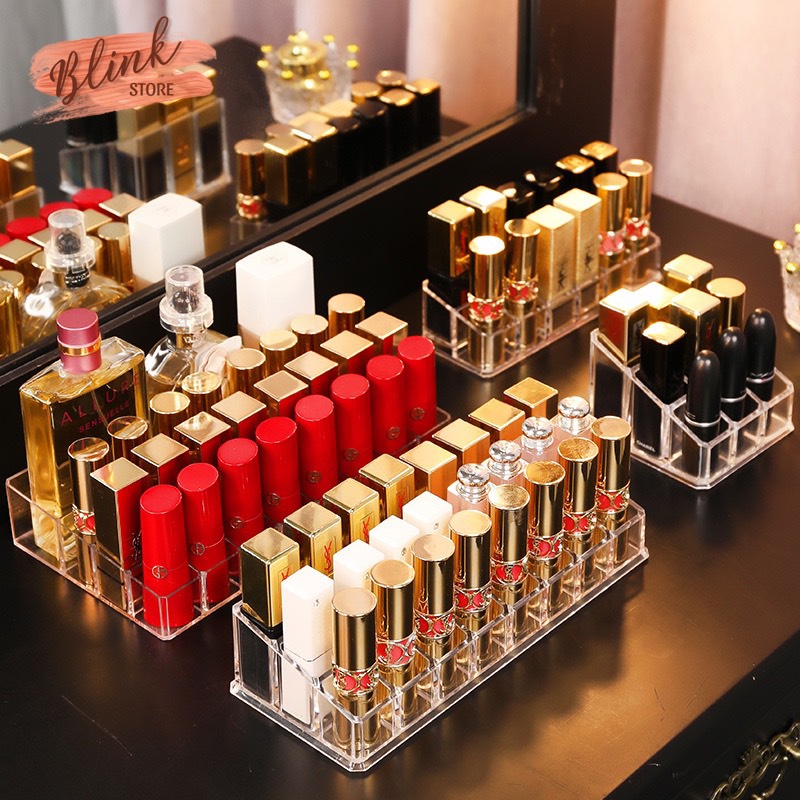 Kệ đựng mỹ phẩm, SON MÔI.Thiết kế 9/12/24/36 ô. Chất liệu mica trong suốt, dày dặn siêu bền dùng trang trí góc trang điểm, tiết kiệm diện tích và dễ dàng chọn màu son. Thanh toán khi nhận hàng.