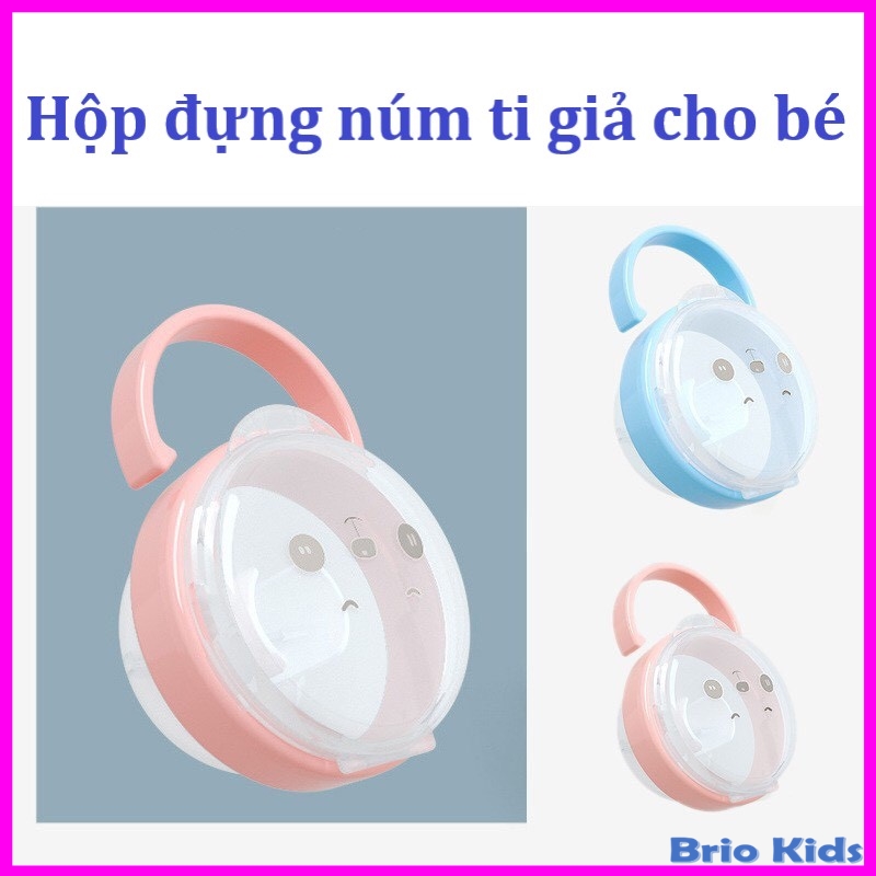 Hộp đựng núm ti giả cho bé trong suốt có móc treo tiện lợi