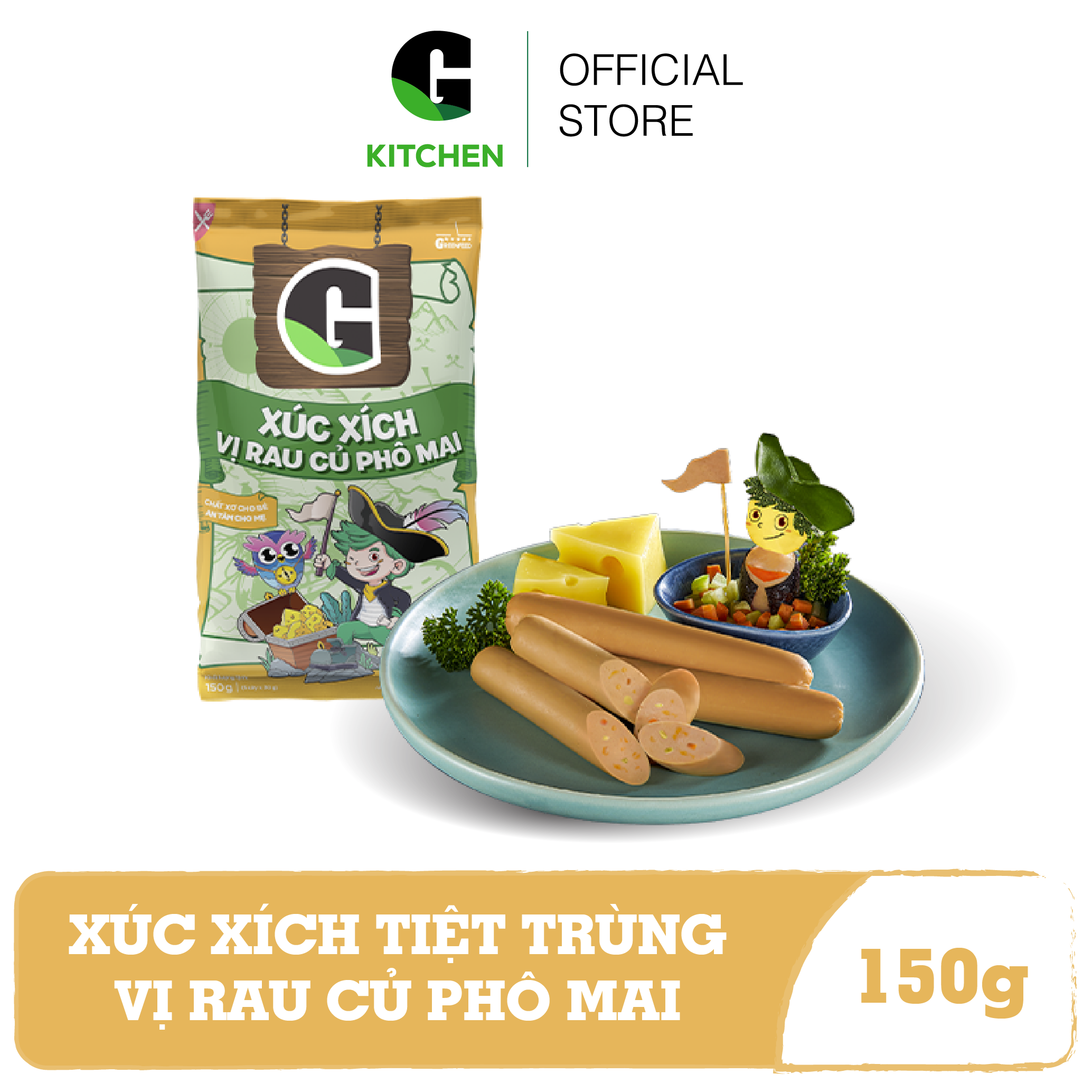 [Giao nội thành HCM] Xúc Xích Tiệt Trùng Vị Rau Củ Phô Mai G Kitchen 150g